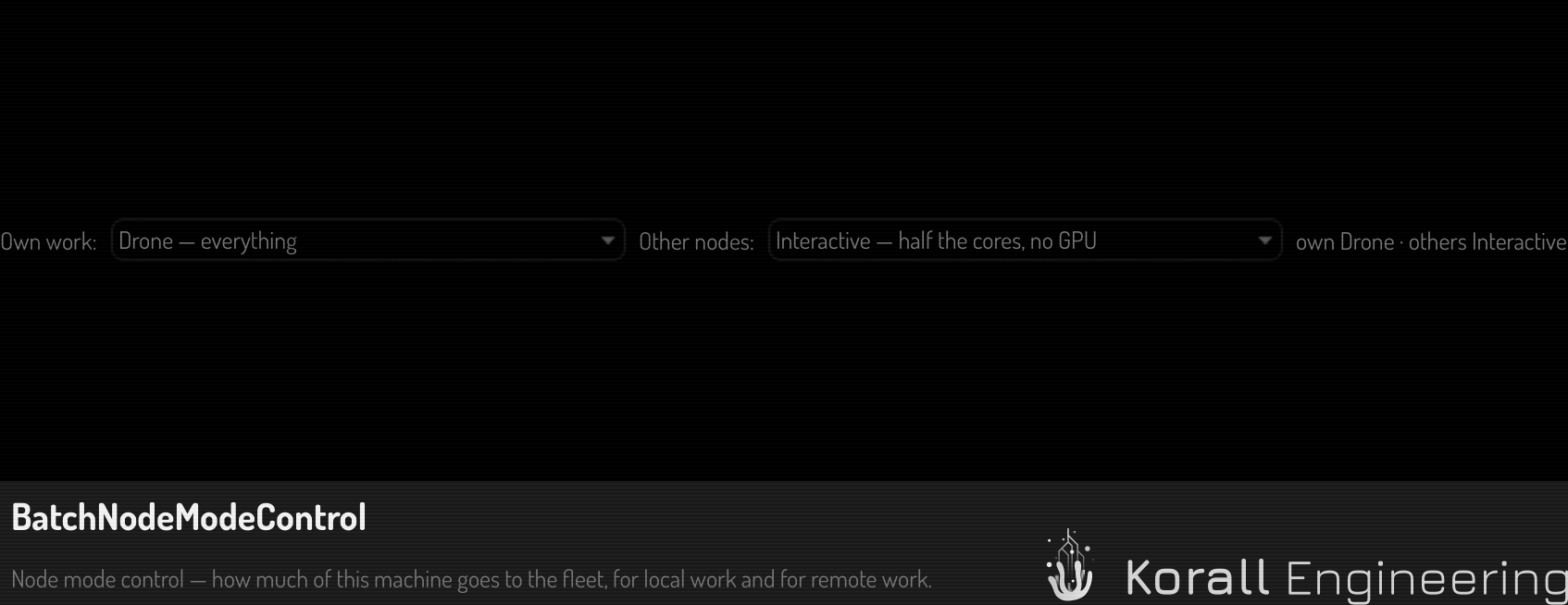The node mode control: the local half and the remote half, set independently