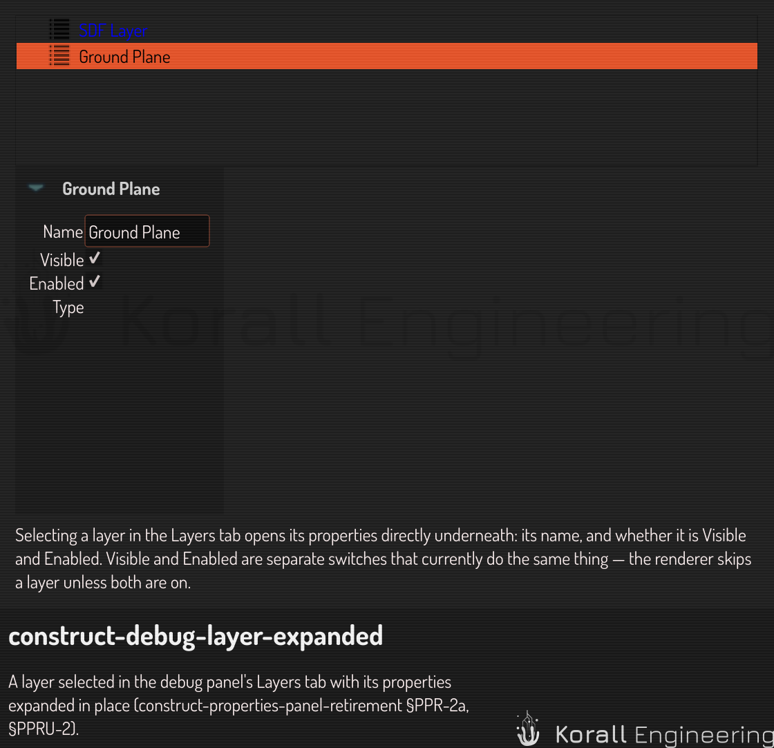 A layer selected in the Layers tab, its properties expanded underneath