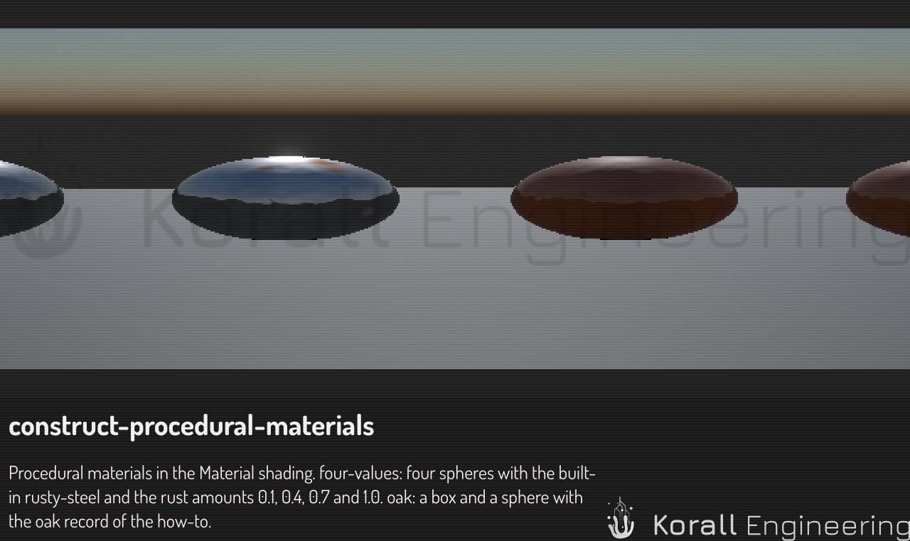 Four spheres in one rusty steel material, with rust amounts 0.1 to 1.0