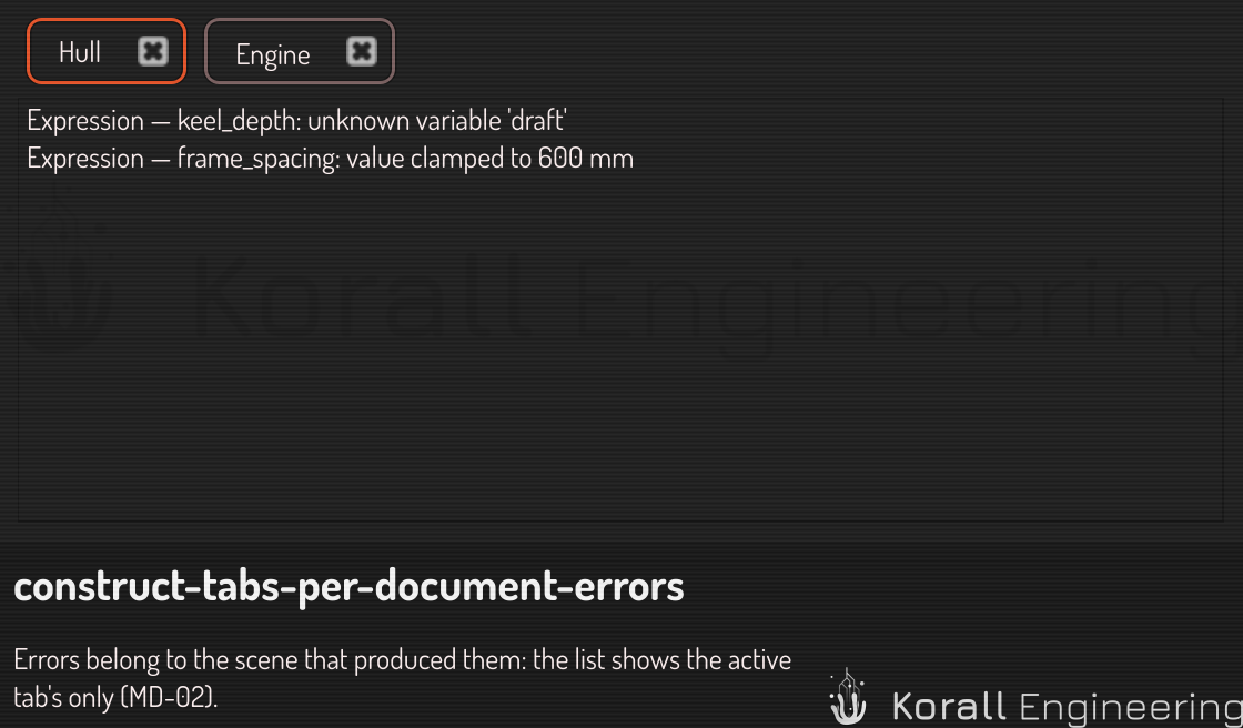 Each scene keeps its own errors