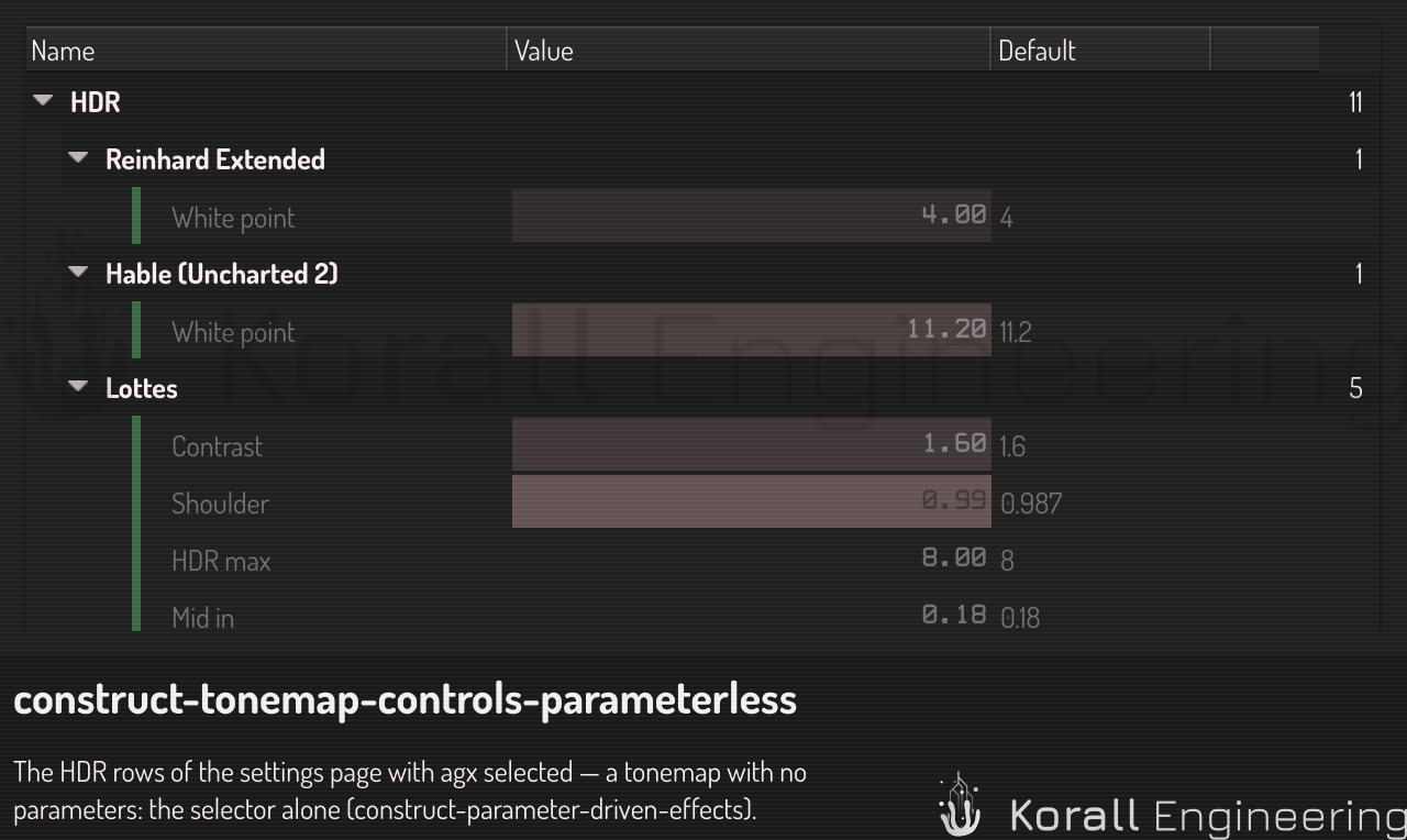 The tone-mapping controls for a tone mapper with no parameters