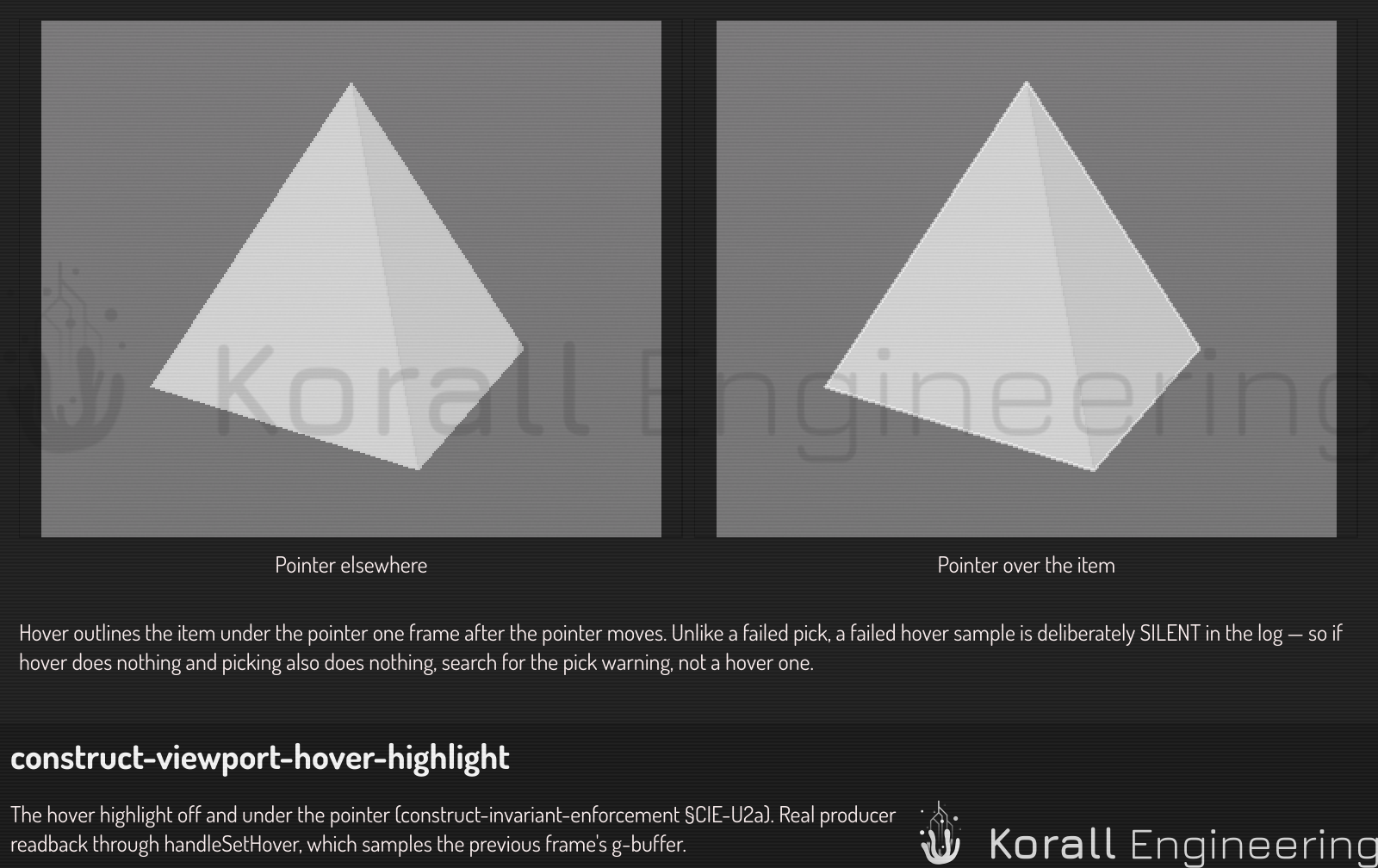 The hover highlight, off and with the pointer over the item
