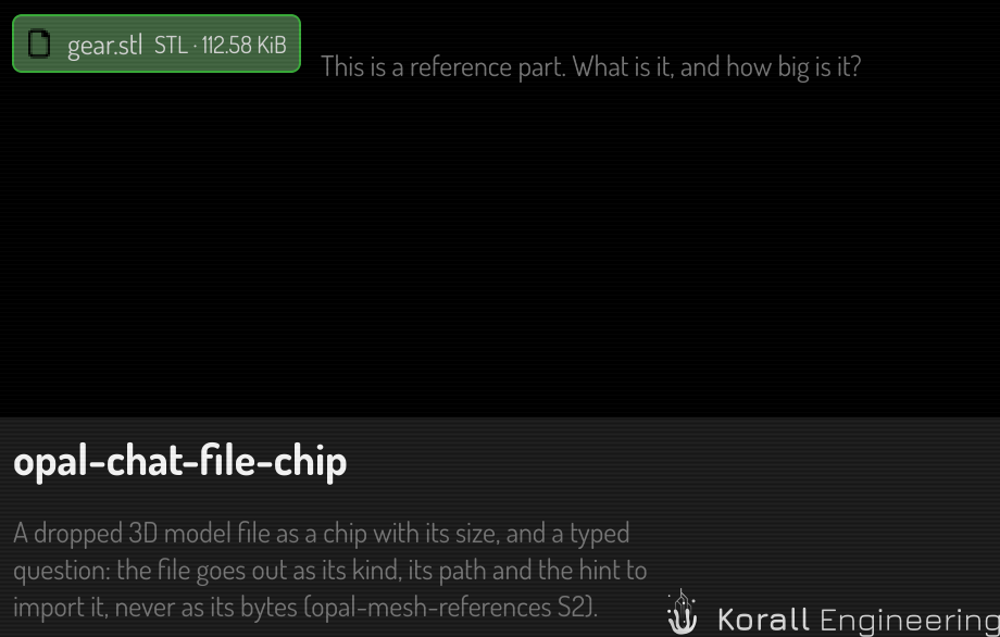 A model file in the chat input, as a chip