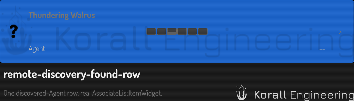One discovered Agent ā the AssociateListItemWidget