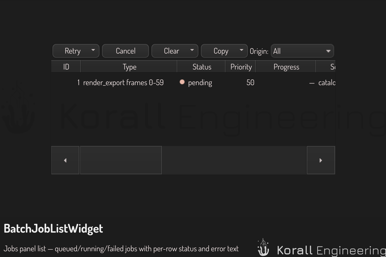 BatchJobListWidget in default mode