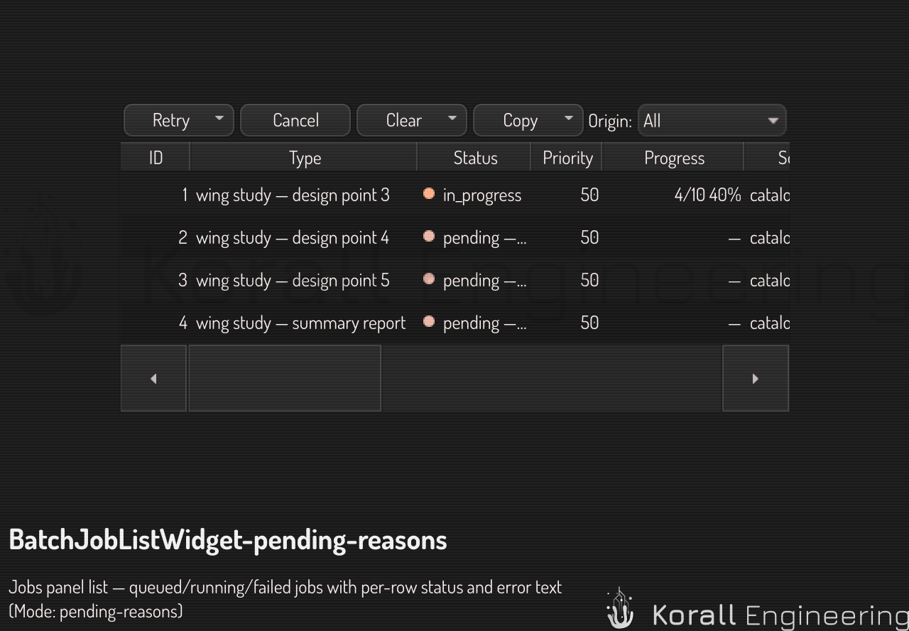 BatchJobListWidget in pending-reasons mode