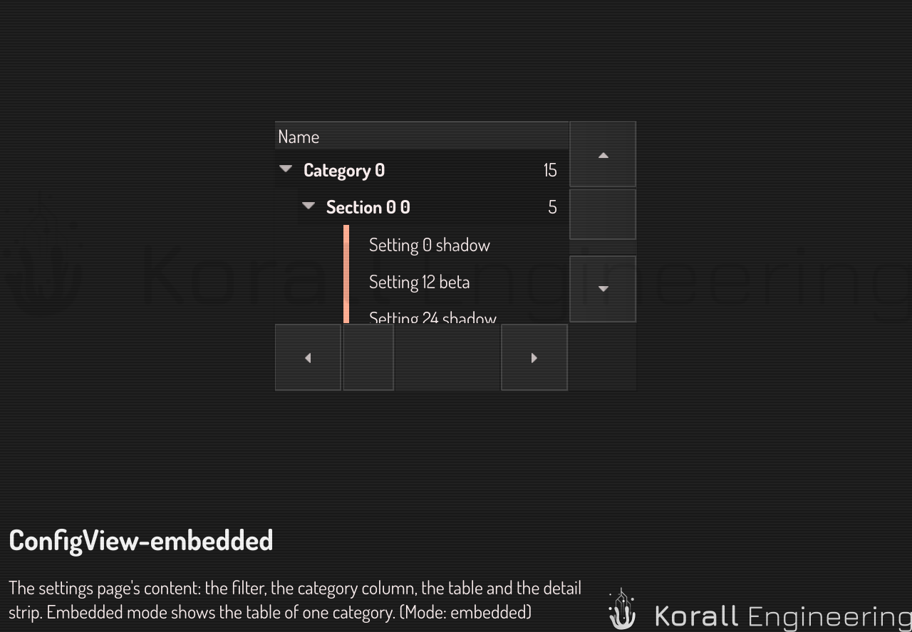 ConfigView in embedded mode