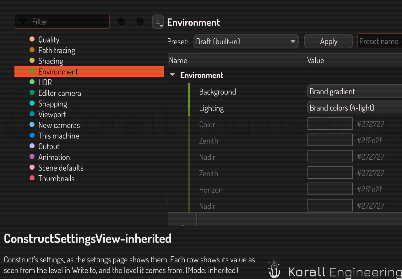 ConstructSettingsView in inherited mode