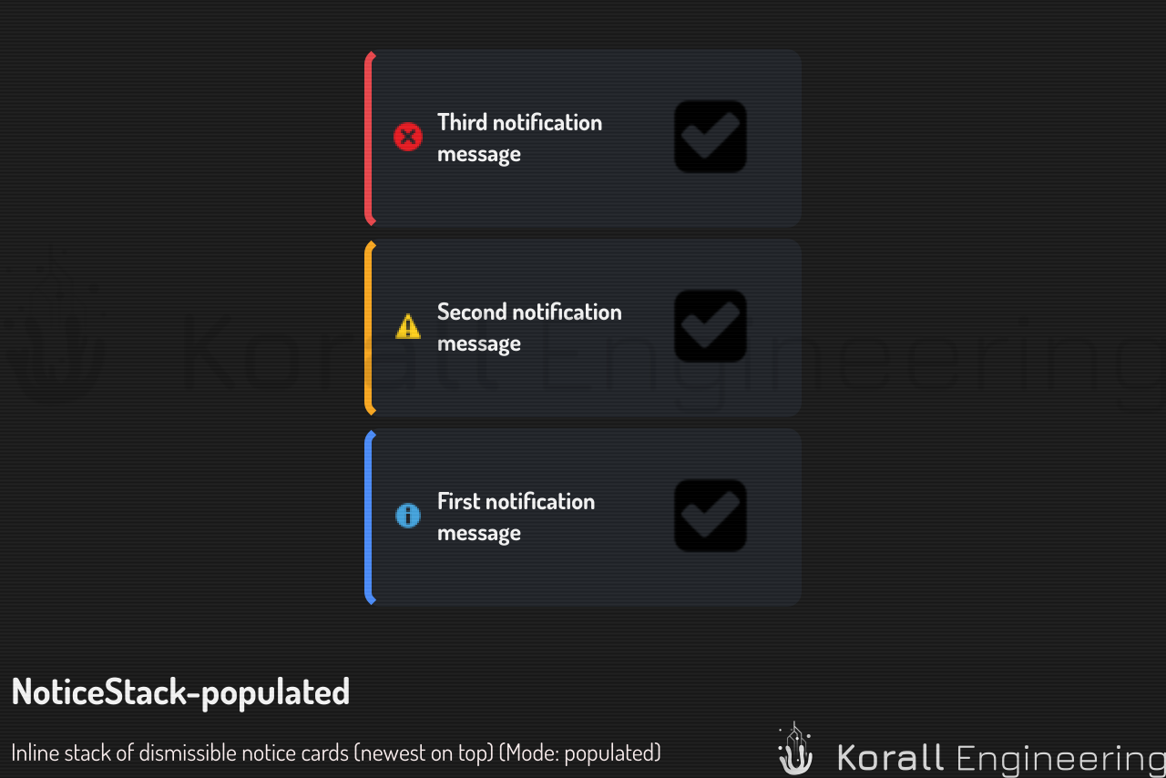 NoticeStack in populated mode
