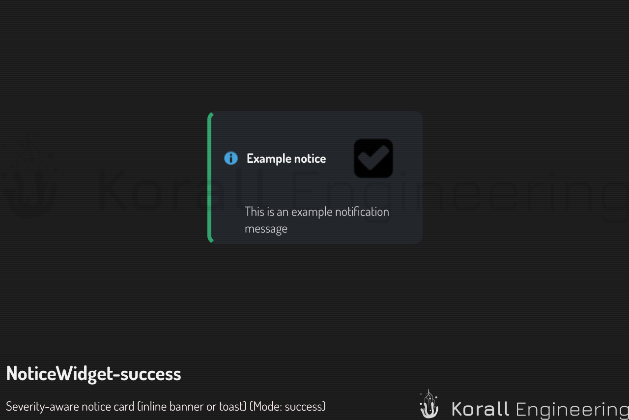 NoticeWidget in success mode