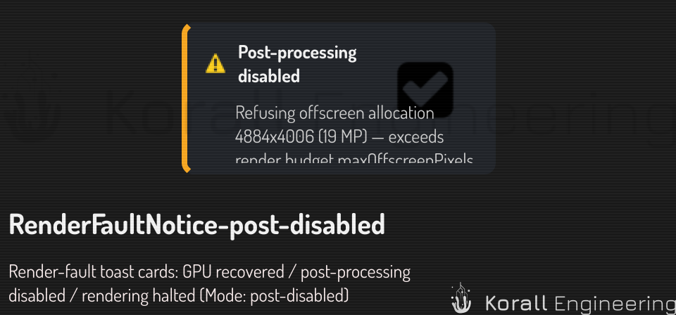 Post-processing disabled toast