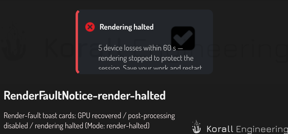 Rendering halted toast