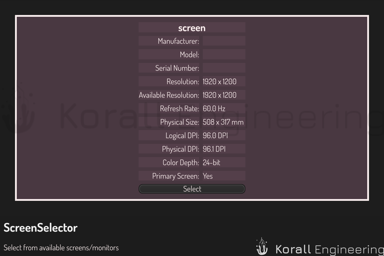 ScreenSelector in default mode