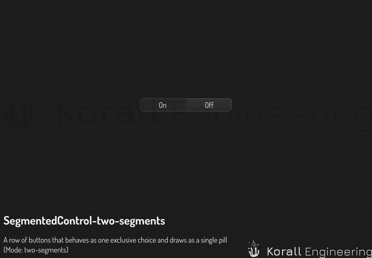 SegmentedControl in two-segments mode
