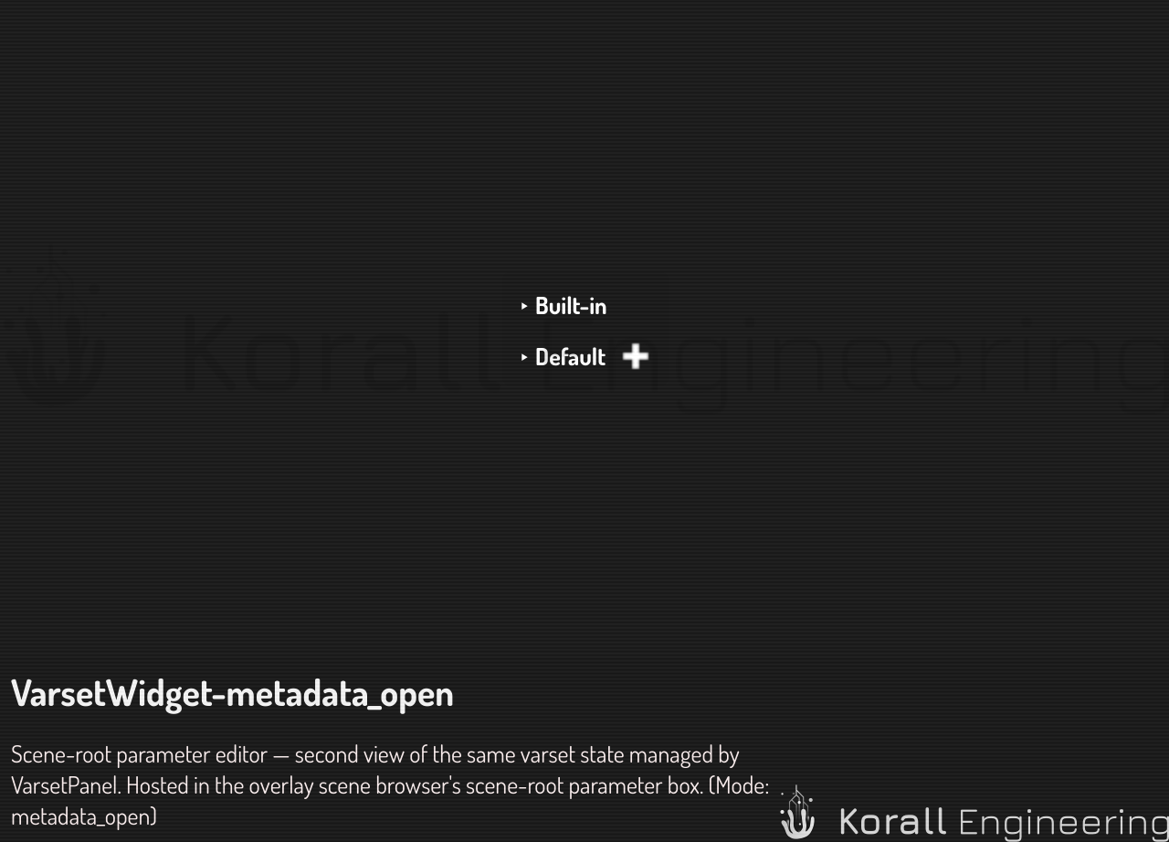 VarsetWidget in metadata_open mode